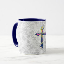 Foi colorée Croix Style Vintage Gris Mug