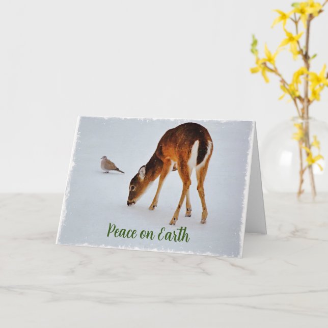 Foi de cerf et de colombe Nature Carte de Noël (Fleur jaune)