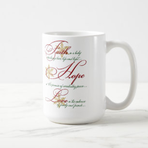 Foi, Espoir, Amour Rouge Vert Or Mug de Noël