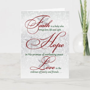 Foi, Espoir, Amour Silver Snowflakes Carte de Noël