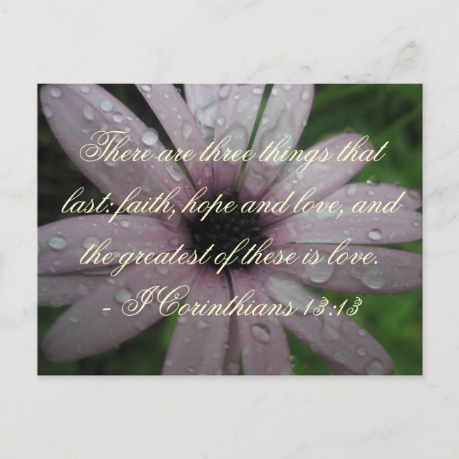 Foi Espoir et amour verset Bible Carte postale (Devant)