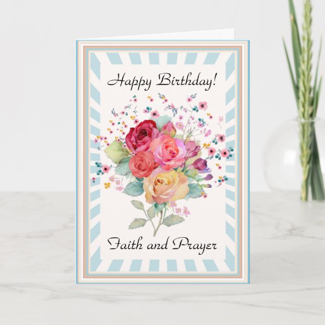 Foi et prière avec fleurs Bonne carte d'anniversai (Devant)