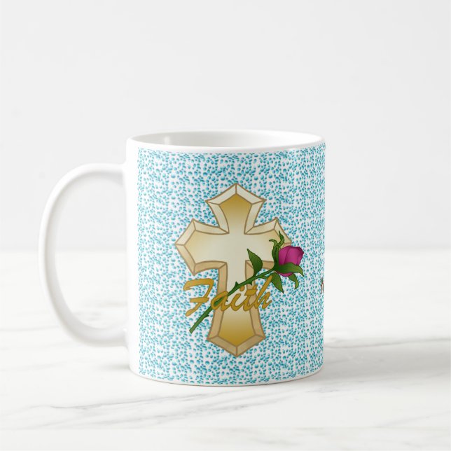 Foi Rose Christian Cross mug (Gauche)