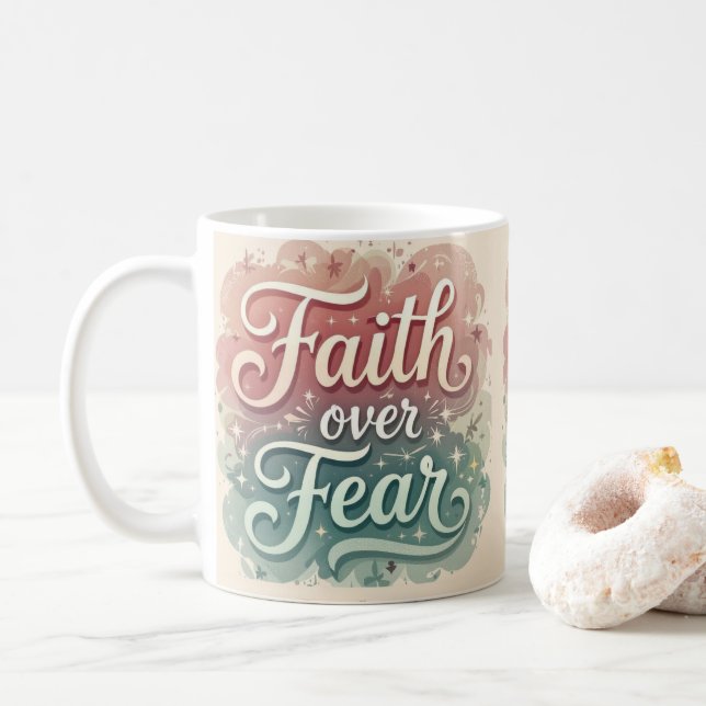 Foi sur la peur 15 Oz café Mug (Avec donut)