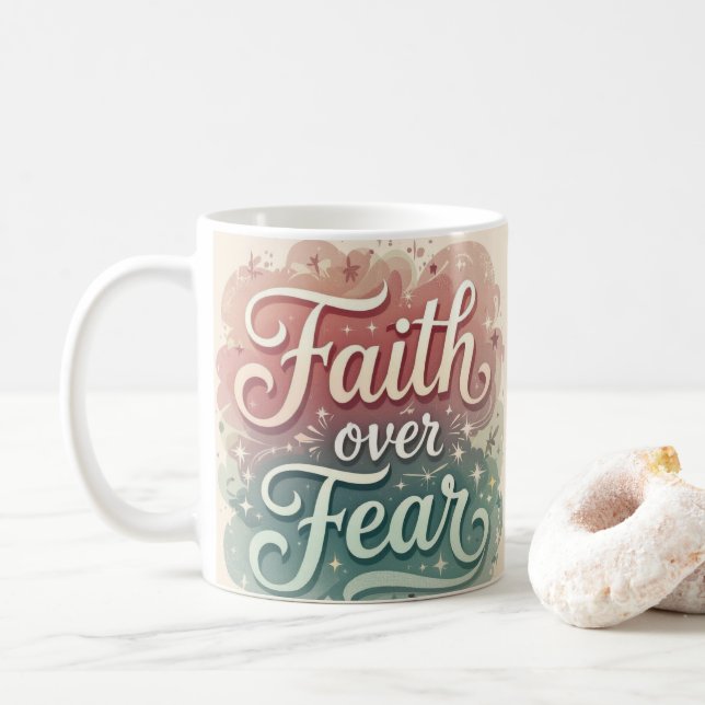 Foi sur la peur 15 Oz café Mug (Avec donut)