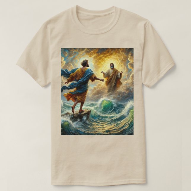 Foi sur la peur - Jésus marche sur l'eau T-shirt (Design devant)