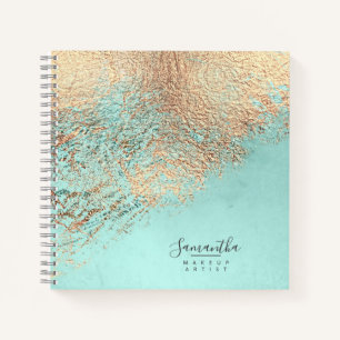 Foil Abstrakt Gold Aquamarin ID775 Notizbuch