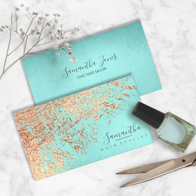 Foil Abstrakt Gold Aquamarin ID775 Visitenkarte (Von Creator hochgeladen)