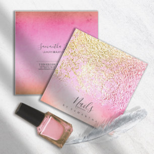 Foil Abstrakt Gold Peach ID775 Quadratische Visitenkarte