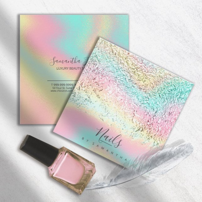 Foil Abstrakt Holographic Rainbow ID775 Quadratische Visitenkarte (Von Creator hochgeladen)