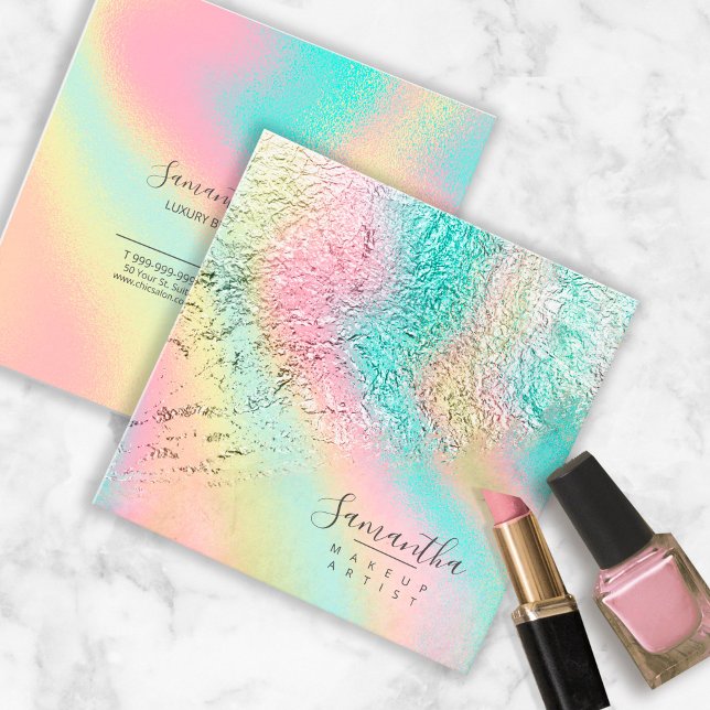 Foil Abstrakt Holographic Rainbow ID775 Quadratische Visitenkarte (Von Creator hochgeladen)