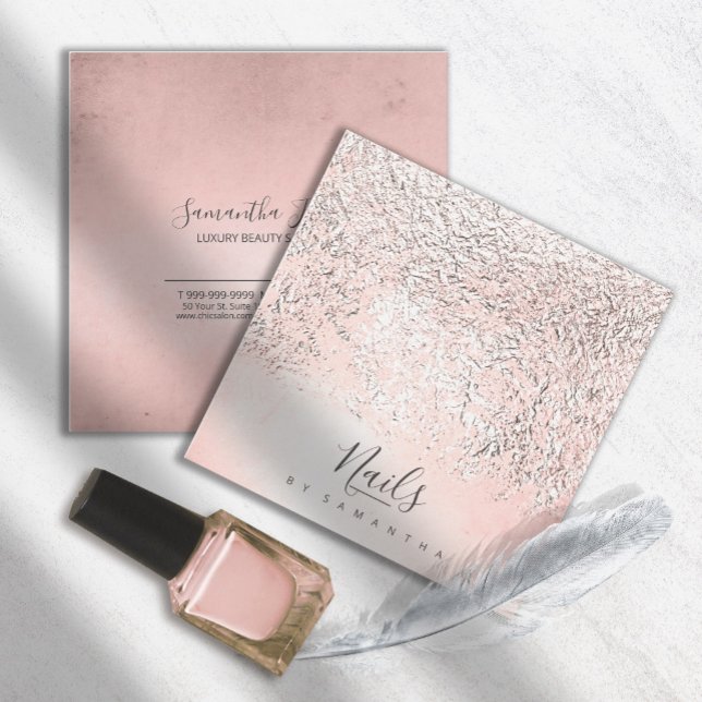 Foil Abstrakt Silver Rose Gold ID775 Quadratische Visitenkarte (Von Creator hochgeladen)