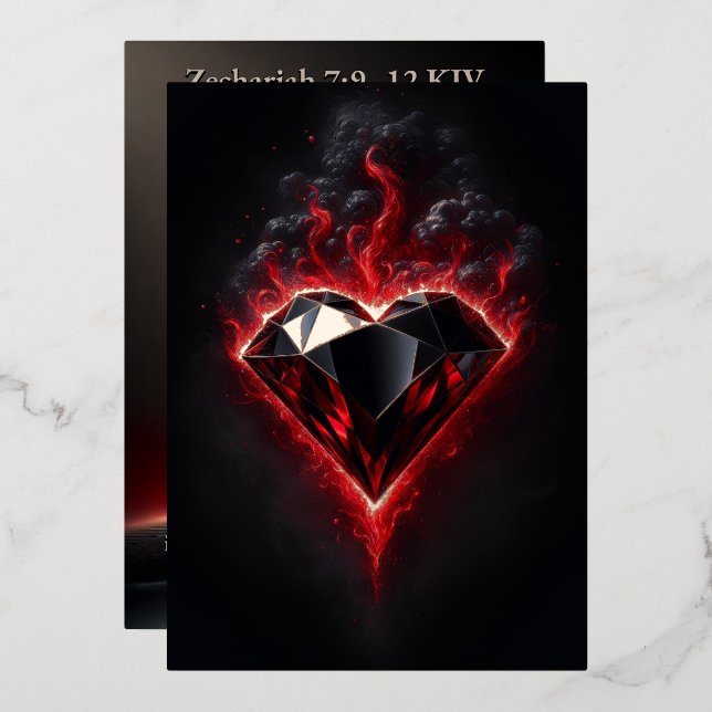Foil Adamant Heart | Zechariah 7:9-12 KJV - Karte (Vorderseite/Rückseite)