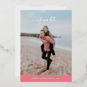 Foil all our Liebe Valentine's Day Card - Pink Folieneinladung