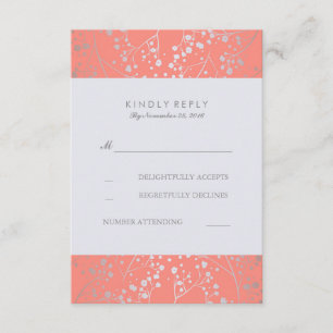 Foil Baby's Breath Silver Coral Wedding Cartes RSV