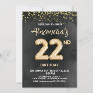 Foil Balloon 22e Invitation d'anniversaire