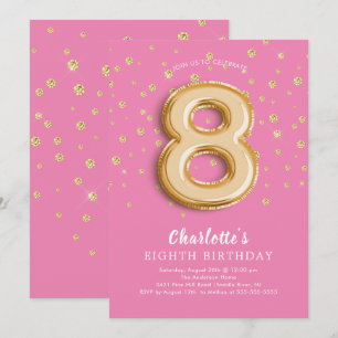Foil Balloon Floral 8E Invitation anniversaire