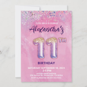 Foil Balloon Invitation 11e anniversaire