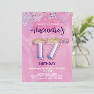 Foil Balloon Invitation 17e anniversaire