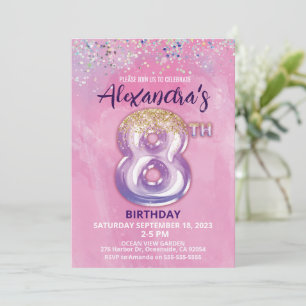Foil Balloon Invitation 8e anniversaire