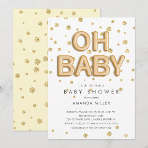 Foil Balloons Oh Baby Neutral Dusche Einladungen
