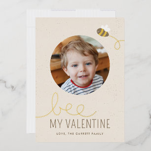 Foil Bee My Valentine Carte photo de vacances - Be