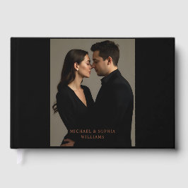 Foil Black Guest Book Simple Photo Elegant Gästebuch