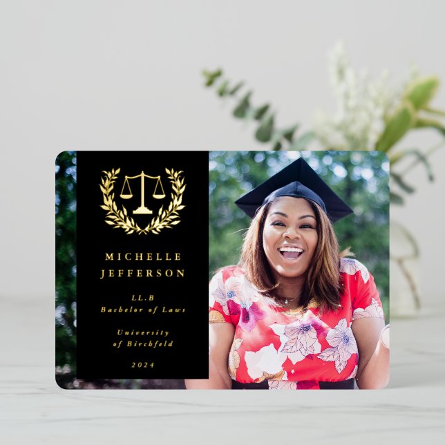 Foil + Black Law School Faire-part de diplôme (Debout devant)