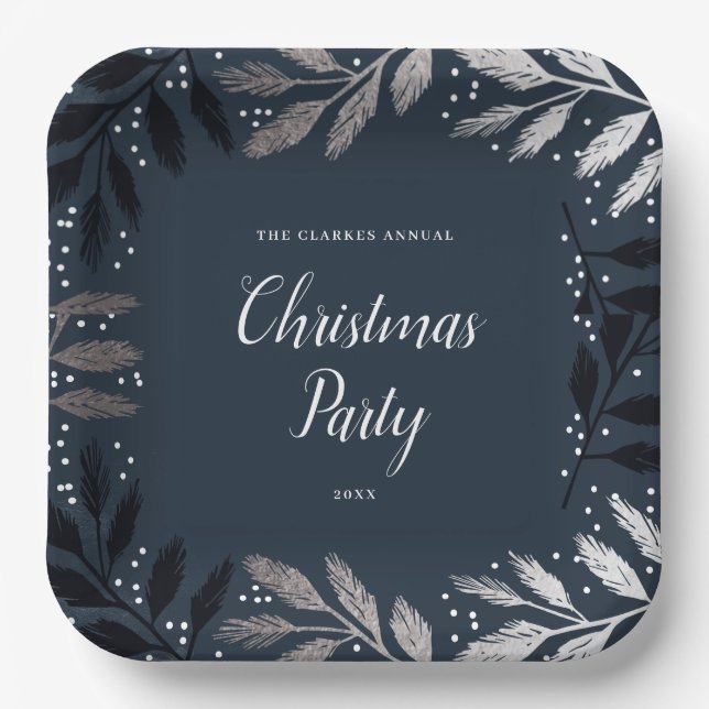 Foil Branches Weihnachtsdruckplatte Party Pappteller (Vorderseite)