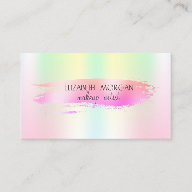 Foil Brush Stroke Iridescent Holographic Visitenkarte (Vorderseite)