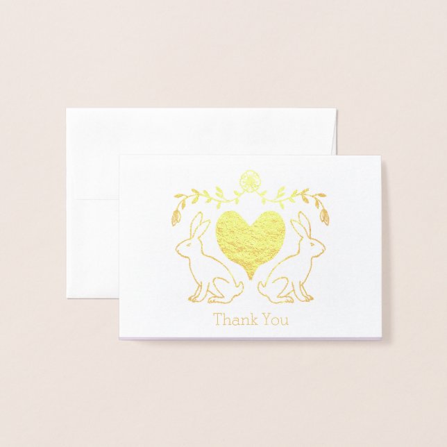 Foil Bunny & Heart Dankeschön Karte (Vorderseite mit Umschlag)