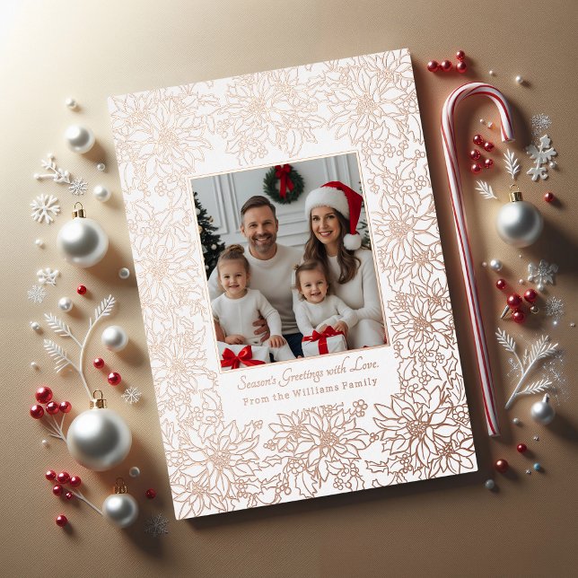 Foil Carte de Noël Modèle Photos Vacances Blanc (Créateur téléchargé)