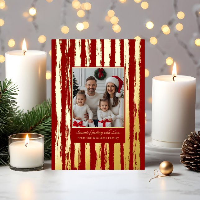 Foil Cartes de Noël Famille Modèle 2 Photos (Créateur téléchargé)