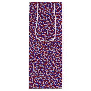Foil Confetti Hearts, Patriotic-WINE GIFT BAG Geschenktüte Für Weinflaschen