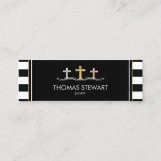 Foil Cross Trio Striped Religious Mini Visitenkarte