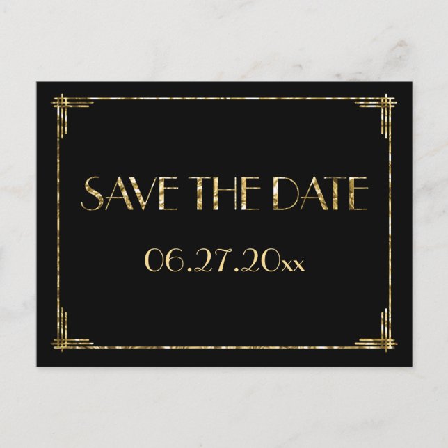 Foil della Golena Save the Date Postkarten Schwarz (Vorderseite)