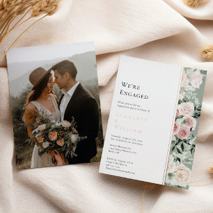 FOIL Dusty Rose Gold Vintage-Foto Wir sind verlobt Folieneinladung