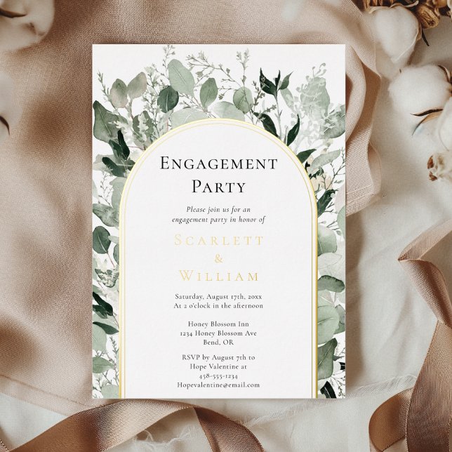 FOIL Eukalyptus Greenerity Gold Engagement Party Folieneinladung (Von Creator hochgeladen)
