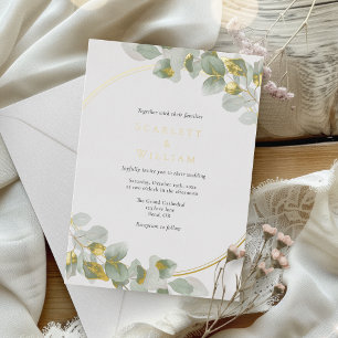 FOIL-Eukalyptus-Grün Gold Sage Moderne Hochzeit Folieneinladung