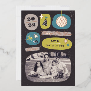 Foil Festive Icons New Year's Holiday Card - Limon Folieneinladung