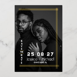 Foil Frame Foto Wedding Save the Date Card Folieneinladung
