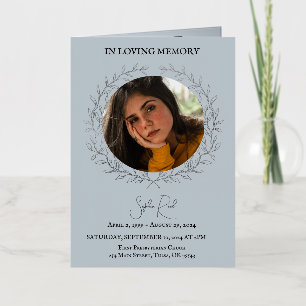 Foil Funeral programme photo en cercle couronne
