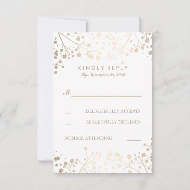 Foil Gipskraut Wedding RSVP Cards Karte (Vorderseite)