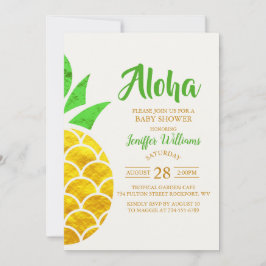 Foil Gold Geometric Pineaple | Babydusche Einladung