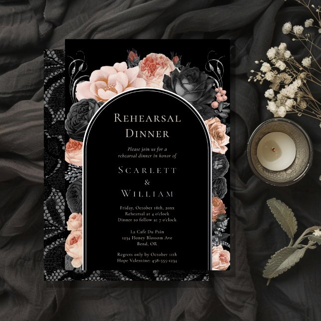 FOIL Gothic Vintag Arch Wedding Probe Dinner Folieneinladung (Von Creator hochgeladen)