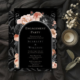 FOIL Gothic Vintage Schwarze Arch Engagement Party Folieneinladung