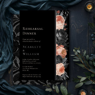 FOIL Gothic Vintage Schwarze Blush Hochzeitsprobe Folieneinladung