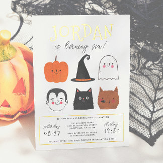 Foil Halloween Friends Modern Boy Birthday Party Folieneinladung