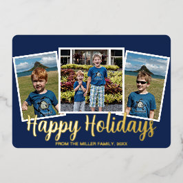 Foil Happy Holidays Carte photo de Noël