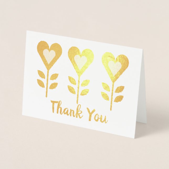 Foil Heart Blume Vielen Dank Grußkarten Folienkarte (Vorderseite)